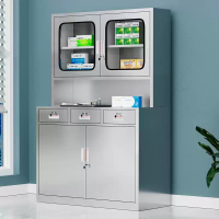 易企采 三斗304不锈钢无尘车间文件档案储物柜诊所药品柜医疗无菌医用器械资料柜