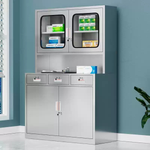 易企采 三斗304不锈钢无尘车间文件档案储物柜诊所药品柜医疗无菌医用器械资料柜