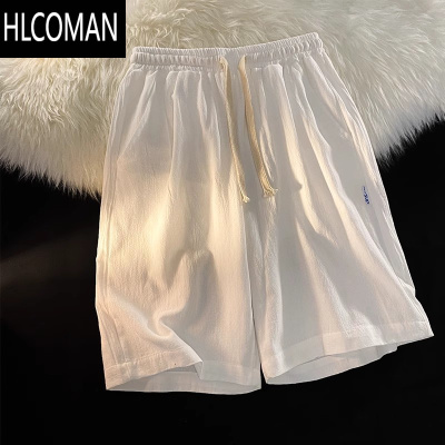 HLCOMAN亚麻短裤男士夏季外穿棉麻大码5分裤2024新款潮牌美式速干运动裤