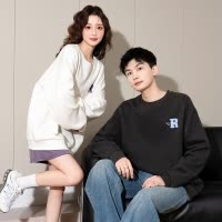[2.5折价98元]唐狮新款情侣男女圆领半边绒可爱上衣打底卫衣宽松卫裤潮