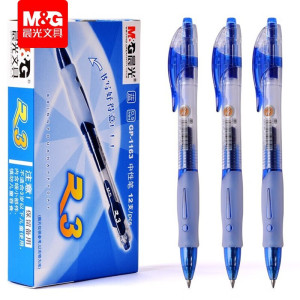 晨光(M&G)GP1163按动中性笔12支/盒 3盒装 0.5mm 办公经典 签字笔 水笔 按动笔