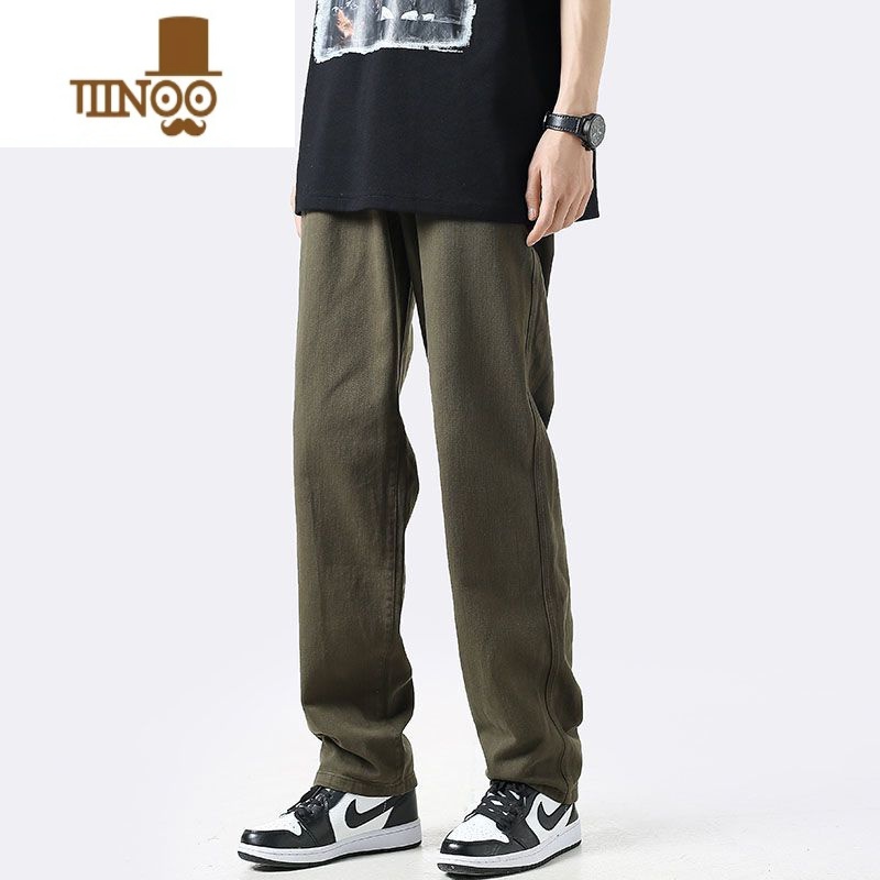 YANXU休闲裤男夏季韩版潮流复古纯色宽松直筒长裤春季潮牌日系工装裤子