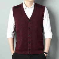 男式针织马甲背心中年休闲V领羊毛无袖开衫保暖纯色羊毛背心毛衫