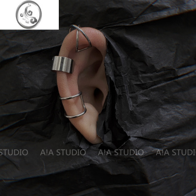 JiMi嘻哈街头个性韩版金属街头耳夹无耳洞耳骨夹钛钢防水防汗潮男女