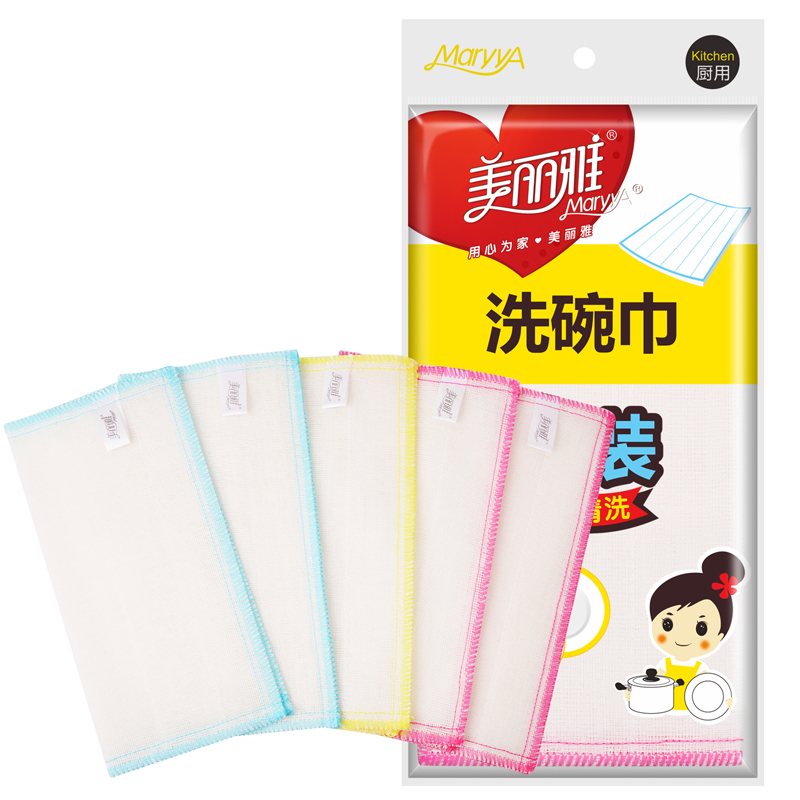 棉柔植物纤维抹布5片特惠装洗碗布去油吸水_4
