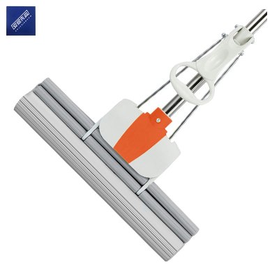 安居先森懒人夹拖胶棉免手洗吸水拖把对折式平板挤水海绵拖把 橙色38cm