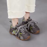 头层牛皮撞色老爹鞋女2026春季新款真皮网面休闲运动女鞋厚底潮鞋