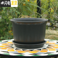 三维工匠加厚防陶瓷花盆绿萝吊兰专用大号塑料盆创意 个性北欧简约带托盘 B款深灰色 中小花盆容器