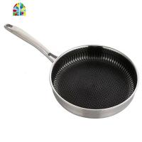 304不锈钢平底锅煎锅锅 无涂层少油烟早餐锅煎蛋烙饼煎蛋牛排 FENGHOU 30cm外径304全面屏(有盖)+漏铲