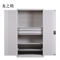 龙之腾工具柜加厚铁皮储物柜工厂车间用带抽屉汽修多功能收纳柜通门内二抽柜灰白色
