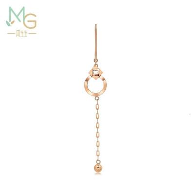 周生生(CHOWSANGSANG)18K红色黄金薄荷系列圆环圆珠四叶草耳钩单只92223E定价默认尺寸