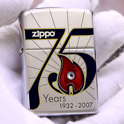 美国ZIPPO打火机芝宝75周年纪念盔甲限量绝版正品芝宝07年收藏级老机正版镶钻勋章雕刻75周年纪念盔甲