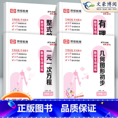 [七下]二元一次方程 七年级下 [正版]荣恒七年级上册下册专项训练数学计算题口算题卡实数一元二元一次方程有理数整式的加减