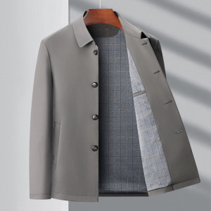 男士夹克秋季新款中年爸爸商务休闲翻领单排扣外套男