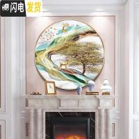 三维工匠钻石画2020新款满钻5d客厅玄关卧室圆形发财麋鹿 满钻全贴[70*70cm]配套铝合金画框带玻璃背板联系十字绣