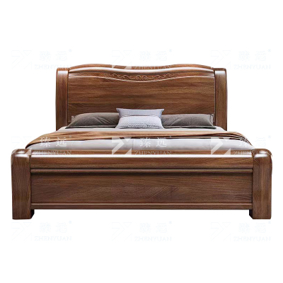 臻远 ZY4022921胡桃木实木床1.5米单人床