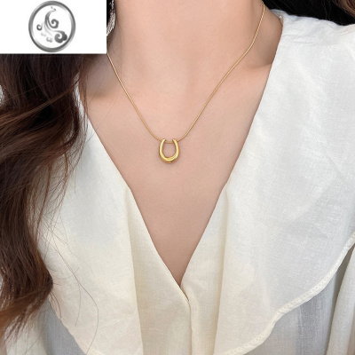 JiMi简约U形项链2023年新款轻奢小众设计感ins风锁骨链女高级感卫衣链