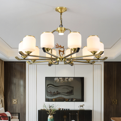 新中式全铜吊灯轻奢大气客厅吊灯中国风古典别墅餐厅书房家用简约现代灯具