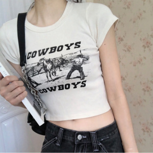 韩国女装短款露脐紧身短袖T恤女夏装新款学生上衣服女装