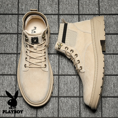 精选特卖厂家直营-花花公子马丁靴中帮潮鞋高帮鞋春季2020男士靴子工装靴英伦风