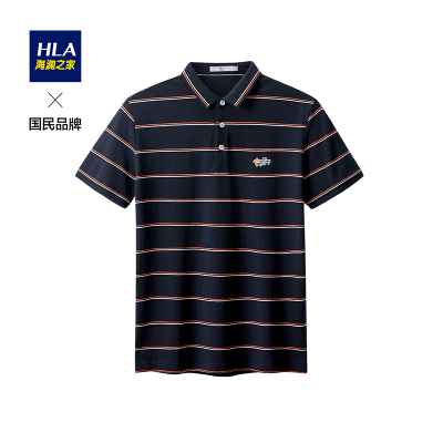 HLA海澜之家条纹短袖POLO夏季时尚休闲POLO衫男HNTPD2Q109A