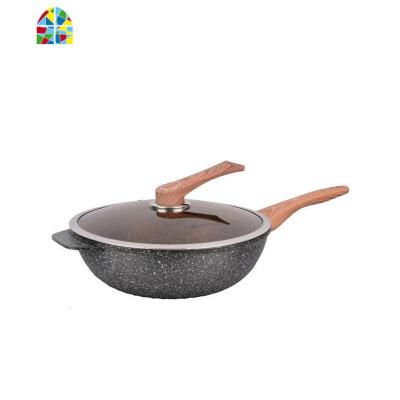 平底锅炒锅家用电磁炉燃气通用炒菜煎炒两用不粘锅 FENGHOU 30cm1785金兰点炒锅