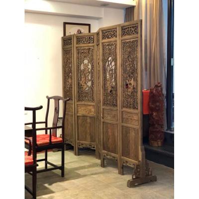 BONJEAN中式屏风隔断客厅实木做旧移动折屏花折叠屏风酒店办公室玄关