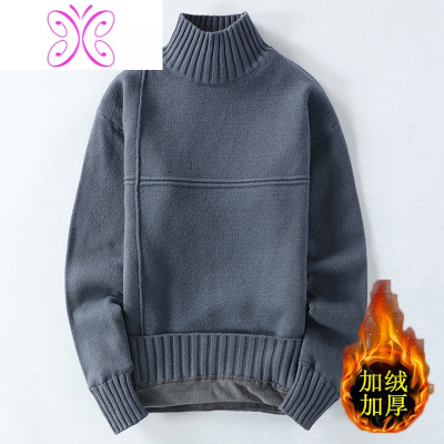 YUANSU半高领毛衣男厚款宽松冬季韩版潮流青年帅气加绒加厚毛线衣毛衣