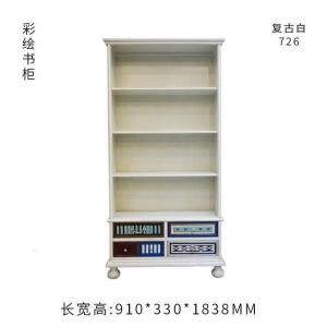 森美人美式乡村地中海做旧彩绘书柜 北欧展示艺术储物柜置物架 欧式玄关