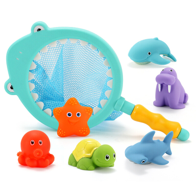 儿童沙滩玩具铲子挖沙子工具桶套装宝宝婴幼儿小孩洗澡戏水鲨鱼捞捞乐7件套