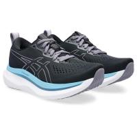 ASICS跑步鞋女缓震舒适透气耐磨黑色灰色细节网眼结构轻便户外