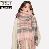 啄木鸟格子围巾女秋冬季2024新款高级感百搭韩版加厚保暖围脖男生
