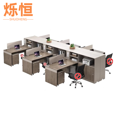 烁恒 职员办公桌 1.5m干字型六人位+柜 套