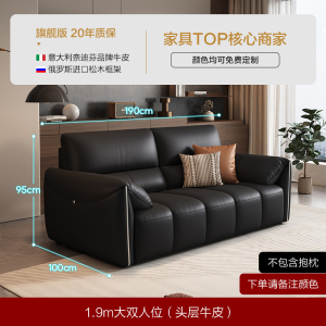 狄普严选黑马轻奢客厅家用极简头层牛皮意式沙发