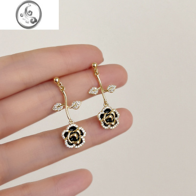 JiMi复古干枯玫瑰蚊香盘耳夹无耳洞女2022年新款潮高级感小众法式耳饰