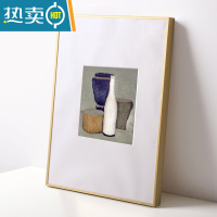 敬平简约创意装裱拼图画框挂墙铝合金相框定制大尺寸细窄边海报5075cm 亚光金 32寸挂式[可放60*80cm]