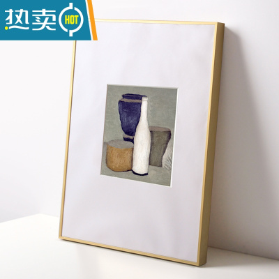 敬平简约创意装裱拼图画框挂墙铝合金相框定制大尺寸细窄边海报5075cm 亚光金 32寸挂式[可放60*80cm]