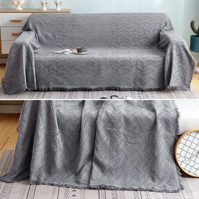家柏饰(CORATED)北欧色沙发巾沙发布全盖毯子单简约沙发套沙发垫盖布罩 岩灰T格[] 90*90cm