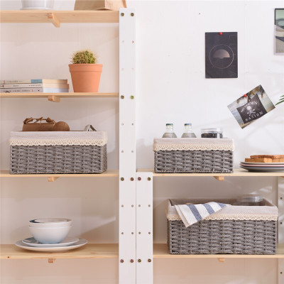 家柏饰(CORATED)藤编收纳筐桌面化妆品收纳盒小号家用零食收纳篮客厅茶几储物篮子