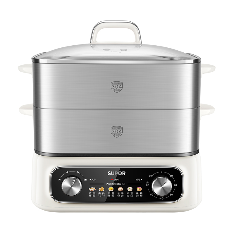 苏泊尔SUPOR三层多功能电蒸锅 ZN30FK69 不锈钢材质 三档旋钮控制 预约蒸煮