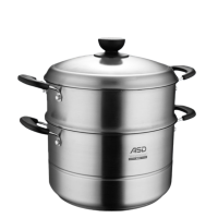 爱仕达(ASD)蒸巧▪不锈钢两层蒸锅家用304不锈钢蒸笼蒸鱼馒头多层聚能底 可视锅盖ZS28G5Q