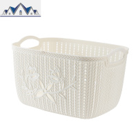 加厚塑料仿藤编收纳筐桌面镂空收纳篮厨房零食收纳盒浴室洗澡篮子 三维工匠
