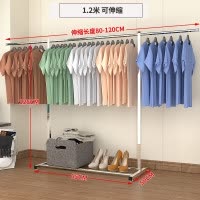 不锈钢晾晒架子挂衣服落地家用阳台简易卧室折叠室内凉衣架 三维工匠 升级2.0米[加粗加厚不锈钢]可伸缩-有轮 1个