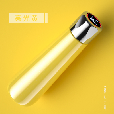 智能保温杯渐变温度显示提醒声音纳丽雅男友保冷杯304不锈钢送女友亮光黄