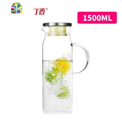 耐热可高温玻璃加厚防爆夏季冷水壶凉水壶大容量家用带盖套 FENGHOU 蒲公英印花EK17绿盖+莲花杯4个