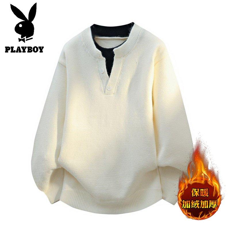花花公子新款高品质2025年秋冬款圆领针织毛衣男