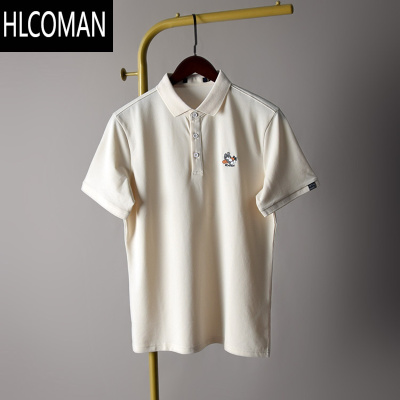 HLCOMAN重工刺绣+清凉冰氧棉+珠地网眼!夏季男士短袖polo衫 纯色翻领T恤