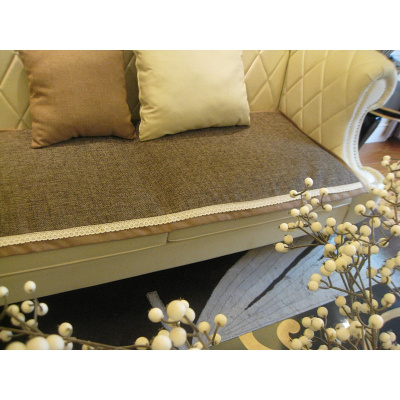 布艺坐垫防滑时尚咖啡色纯麻加厚欧式套巾罩沙垫可定做