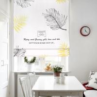 美帮汇风窗帘布 北欧小飘窗 现代简约金叶罗马帘升降帘定制