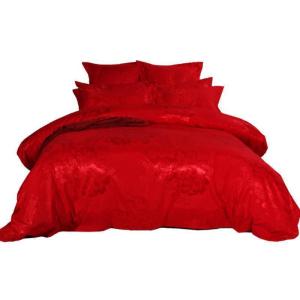 美帮汇家纺婚庆六件套牡丹图腾提花套件结婚中国红床品深情密码QD 床单款 1.5m（5英尺）床